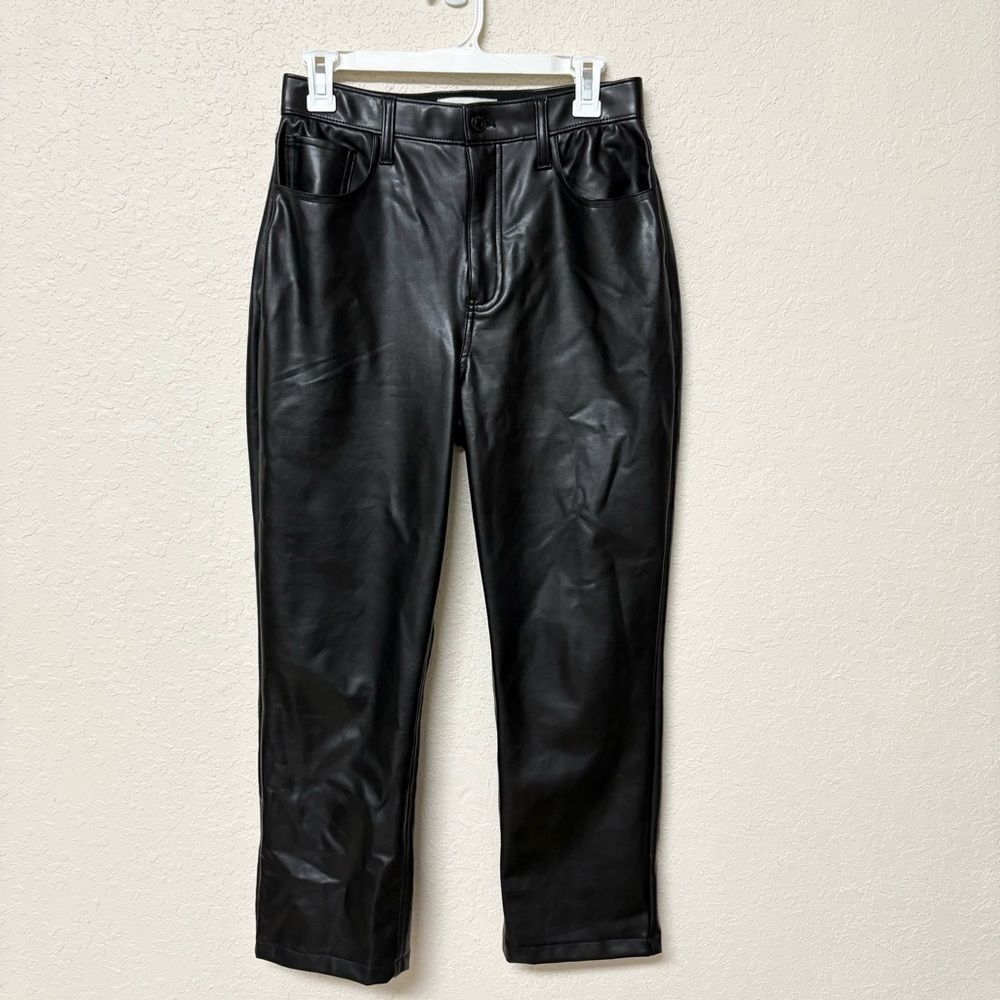 Abercrombie & Fitch 90s Straight Ultra High Rise Faux Leather Pant Black 28/6XS